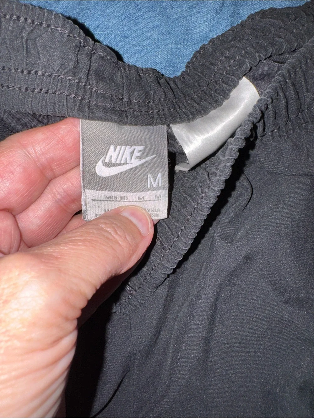 Nike Black Drawstring Track Pants with White Logo Tag